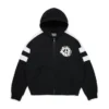 Sweat à capuche zippé à empiècements « Denim U » noir