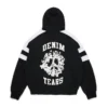 Sweat à capuche zippé à empiècements « Denim U » noir