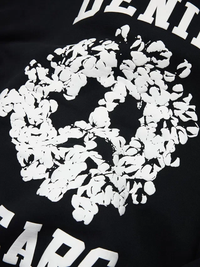 Sweat à capuche zippé à empiècements « Denim U » noir