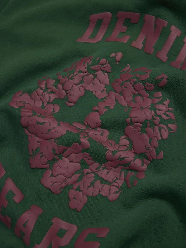 Sweat à capuche zippé à empiècements « Denim U » vert