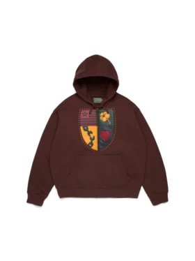 Sweat à capuche zippé « Libertas Crest » marron délavé