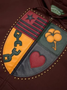 Sweat à capuche zippé « Libertas Crest » marron délavé