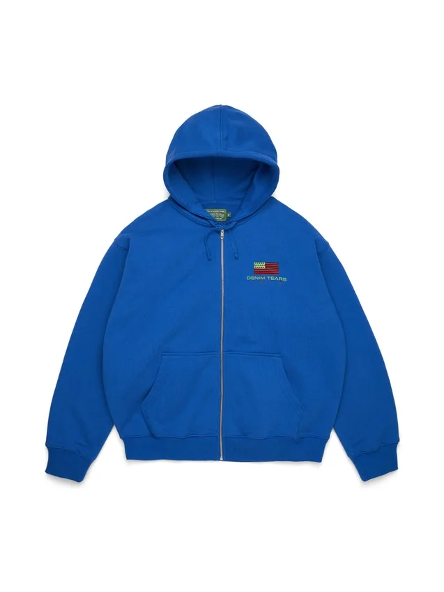 Sweat à capuche zippé « Pan African » bleu