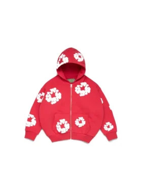 Sweat à capuche zippé pour enfant « Cotton Wreath Hoodie » rouge