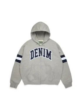 Sweat à capuche zippé à rayures DT, gris