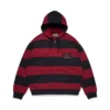 Sweat à capuche zippé à rayures et écusson rouge/bleu marine