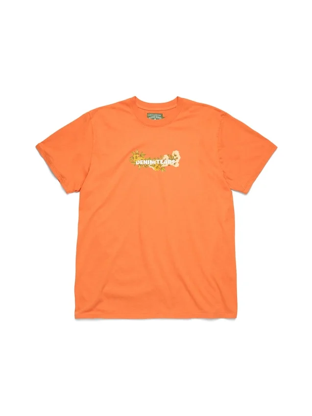 T-shirt en coton à logo floral orange