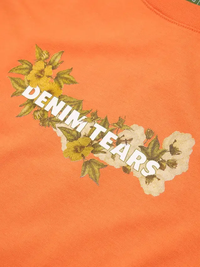 T-shirt en coton à logo floral orange