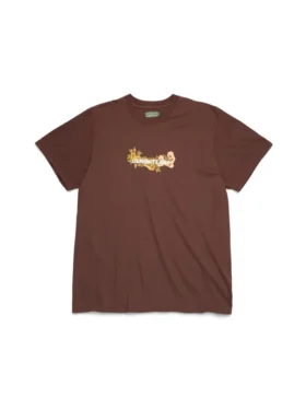 T-shirt à logo floral en coton marron