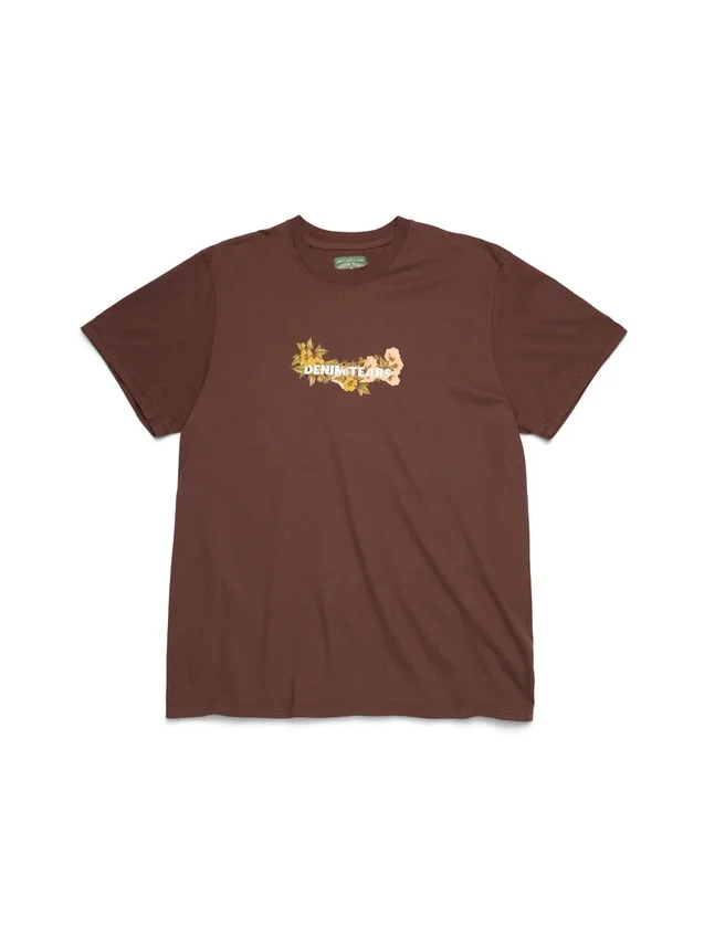 T-shirt à logo floral en coton marron
