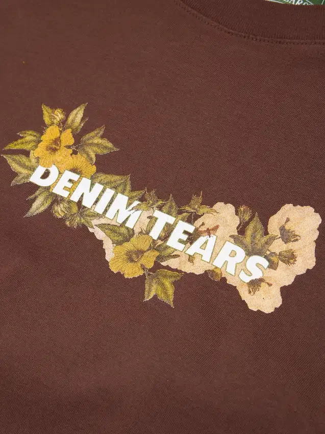 T-shirt à logo floral en coton marron