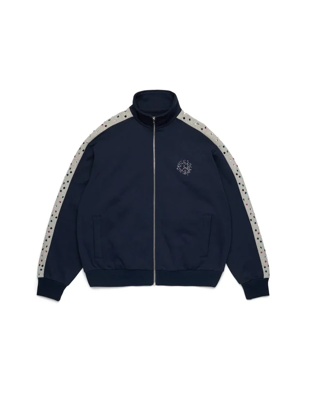 Veste de sport en polaire « Denim U » à strass, bleu marine