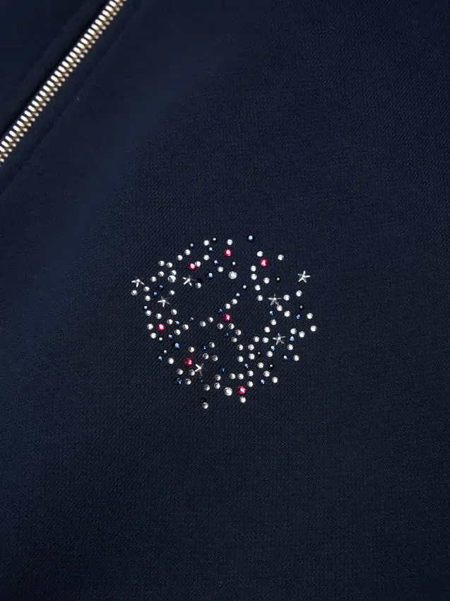 Veste de sport en polaire « Denim U » à strass, bleu marine
