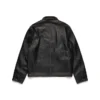 Veste en cuir « Libertas Crest » noir délavé