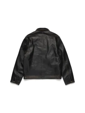 Veste en cuir « Libertas Crest » noir délavé