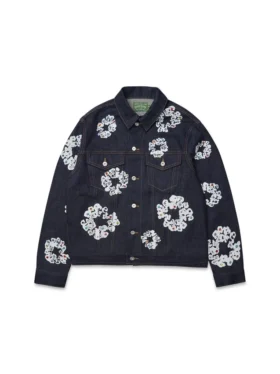 Veste en denim « Cotton Wreath » cloutée, lisière
