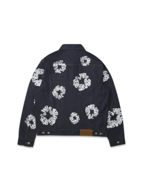 Veste en denim « Cotton Wreath » cloutée, lisière
