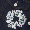 Veste en denim « Cotton Wreath » cloutée, lisière